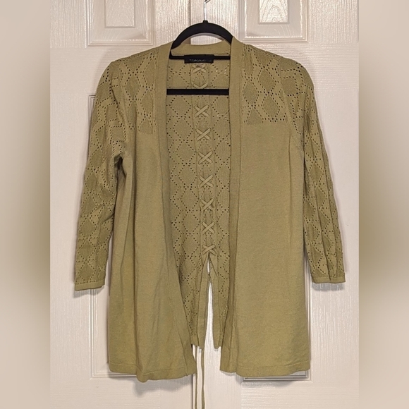 5/$25 August Silk Green Cardigan - Picture 1 of 5